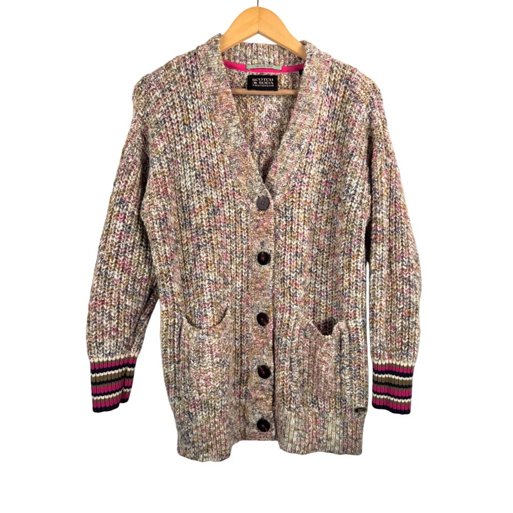 Anthropologie Scotch Soda Chunky Knit button front Wild Flower Oversized cardiga